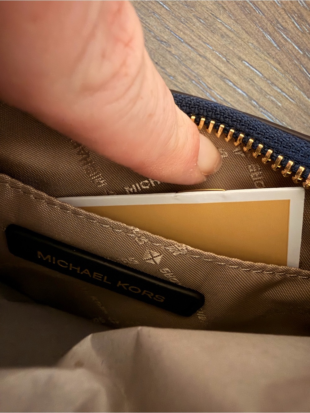 Michael Kors Navy Suede Crescent Shoulder Bag with MK Trim - Picture 7 of 9